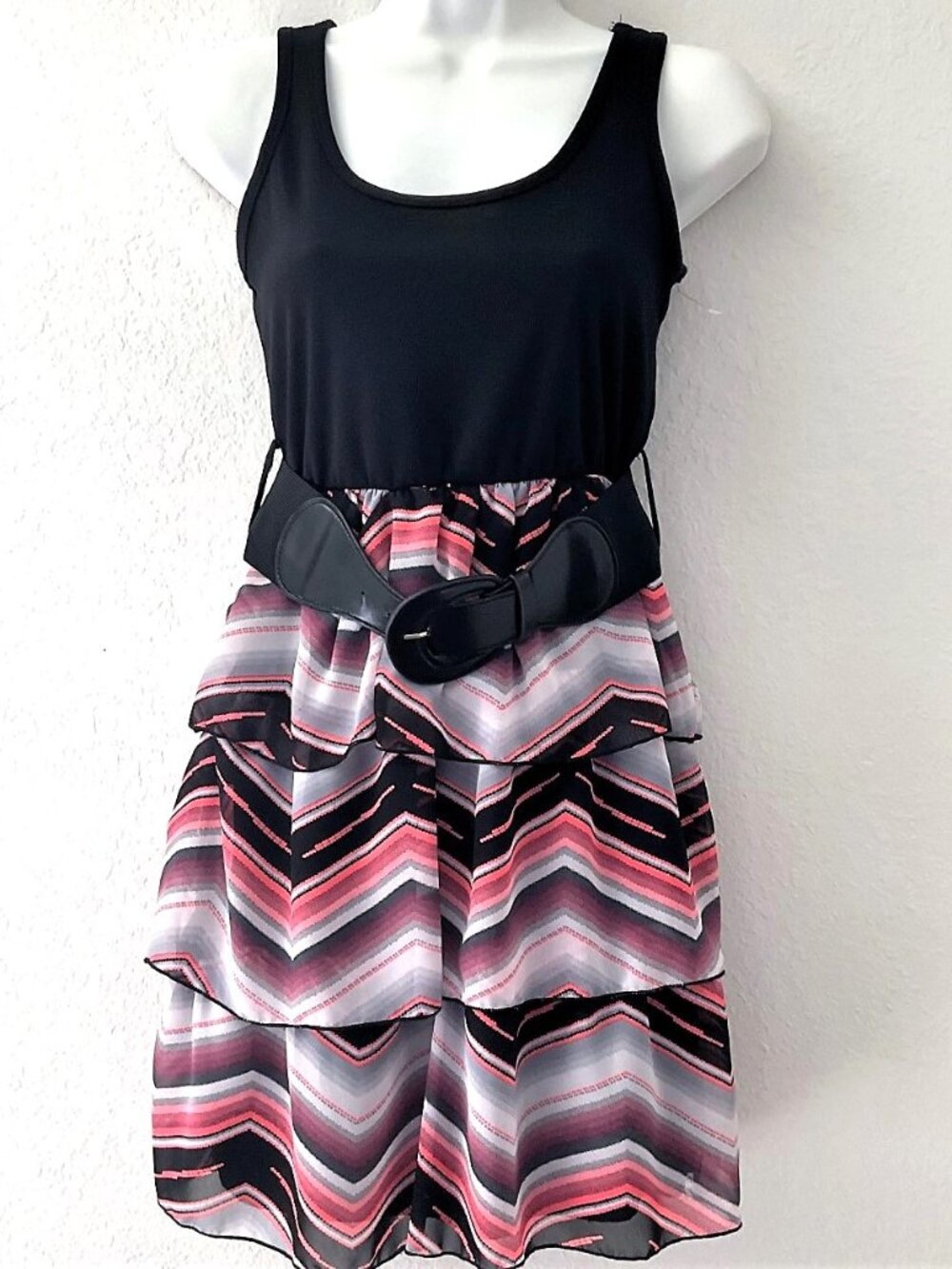 Urban Rose Chevron Tiered Ruffle Tank Dress